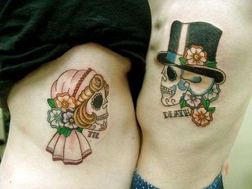 Tatuaje de calaveras en pareja Till Death
