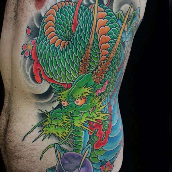 Tatuaje de dragón verde
