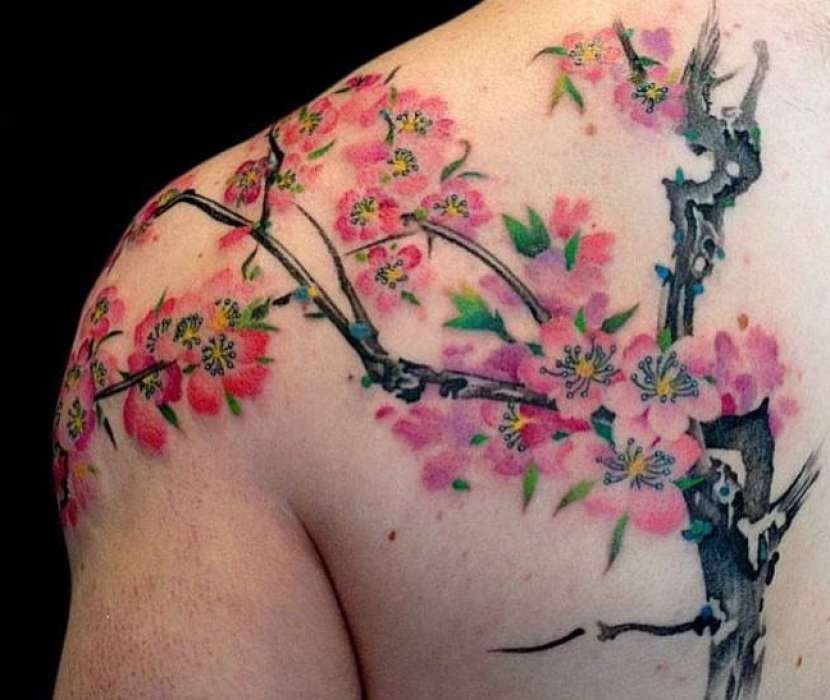 Tatuaje grande de sakura