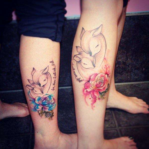 Tatuaje madre e hija ciervos
