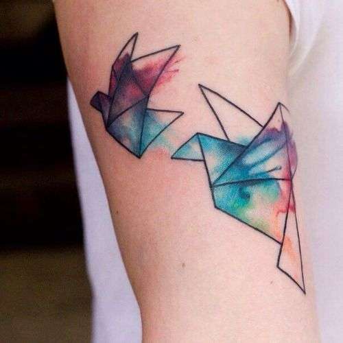 Tatuaje ave origami