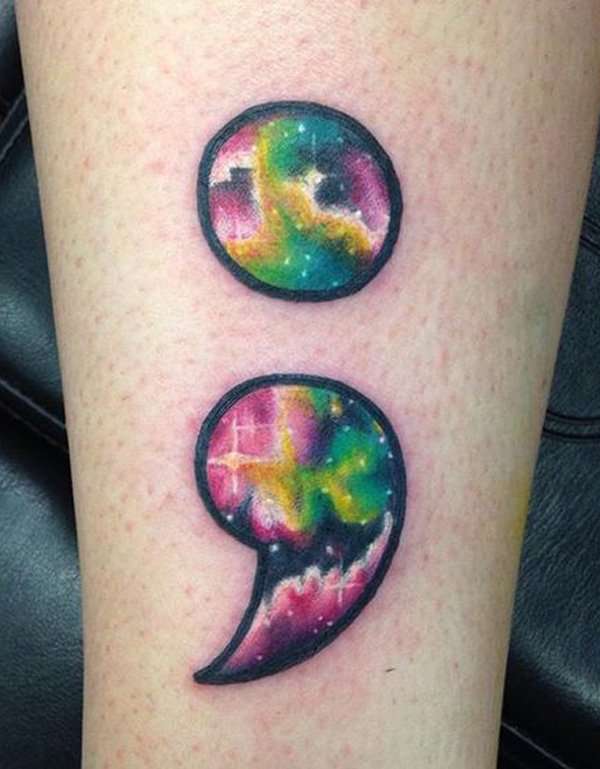 Tattoo semikolon aurora borealis