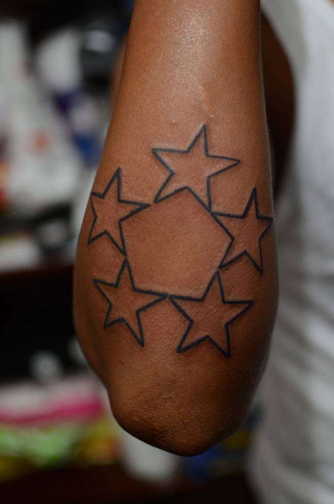 Tatuaje de estrellas y pentágono