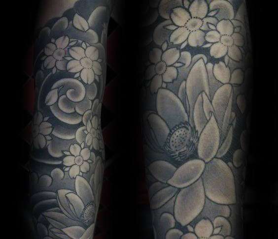 Tatuaje flores de cerezo - color gris