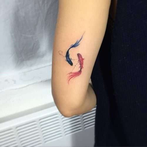 Tatuaje pequeño - peces koi - ying y yang