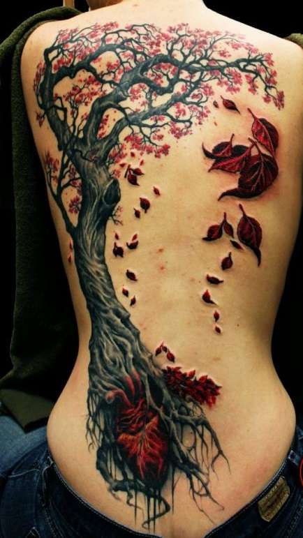Tatuaje de árbol de cerezo