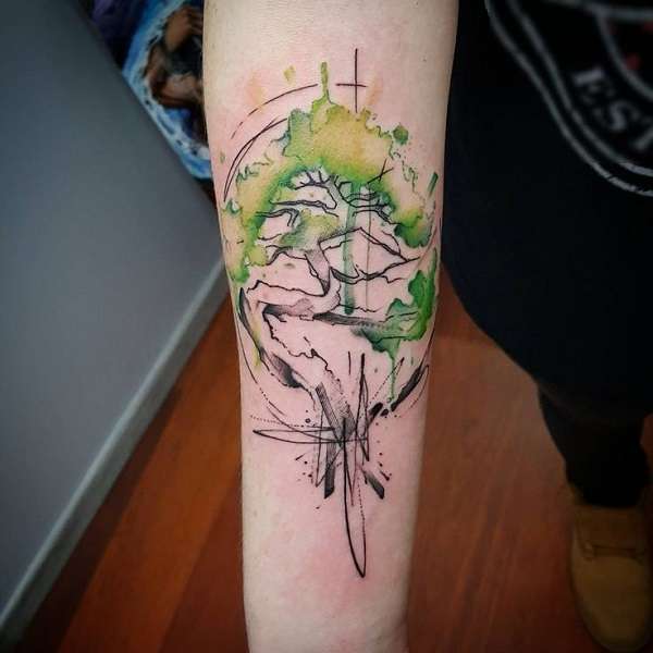 Tatuaje de árbol bonsai