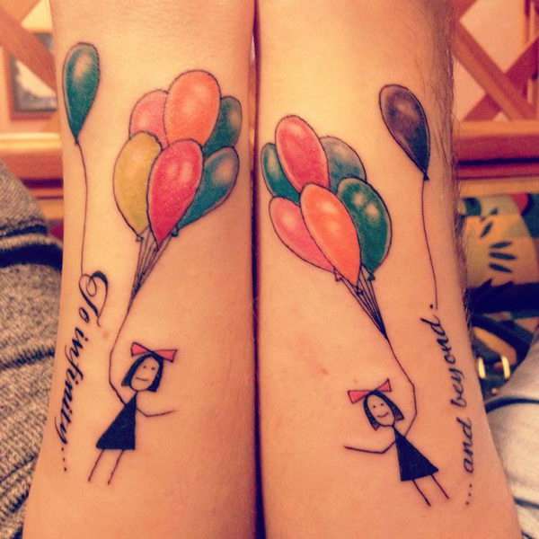 Tatuaje de mejores amigas niñas con globos