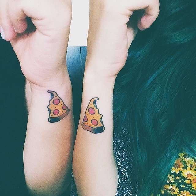Tatuaje de mejores amigos - porción de pizza