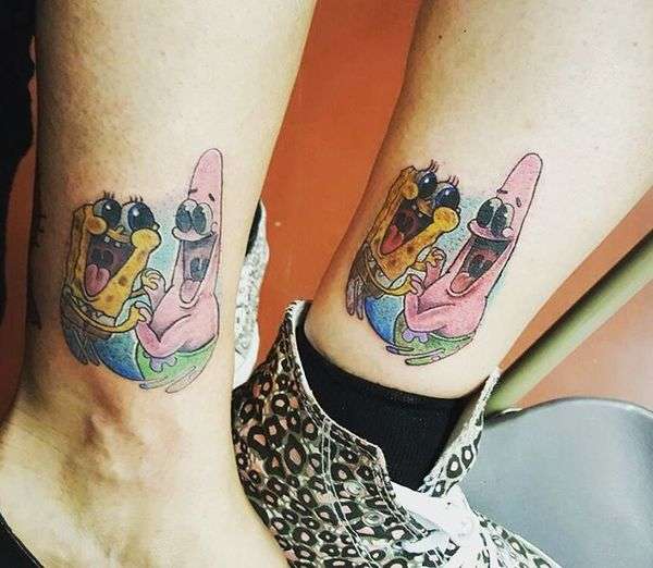 Tatuaje de mejores amigas Bob Esponja y Patricio