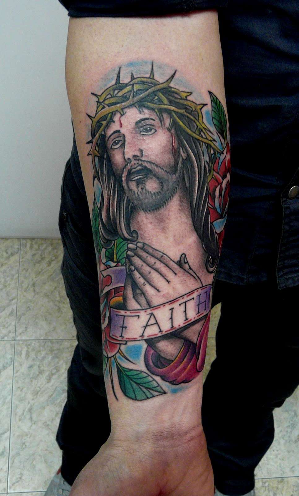Tatuaje de Jesús en colores