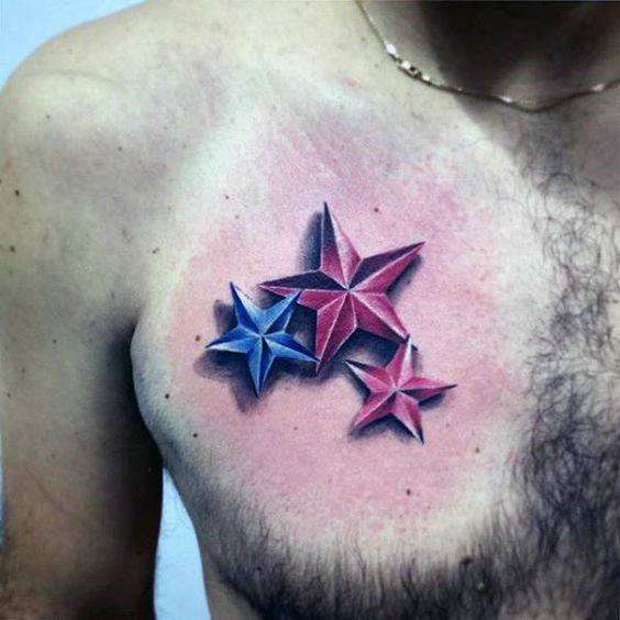 Tatuaje de estrellas náuticas en 3D
