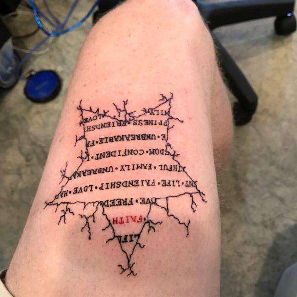 Tatuaje de estrella con palabras