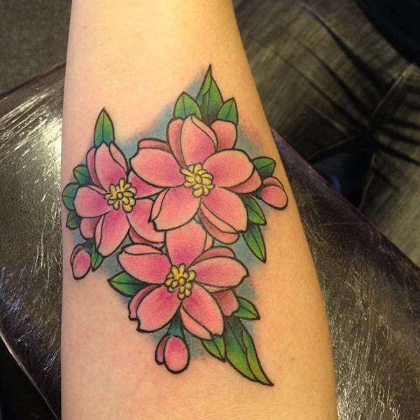 Tatuaje de flor de cerezo - colores vivos