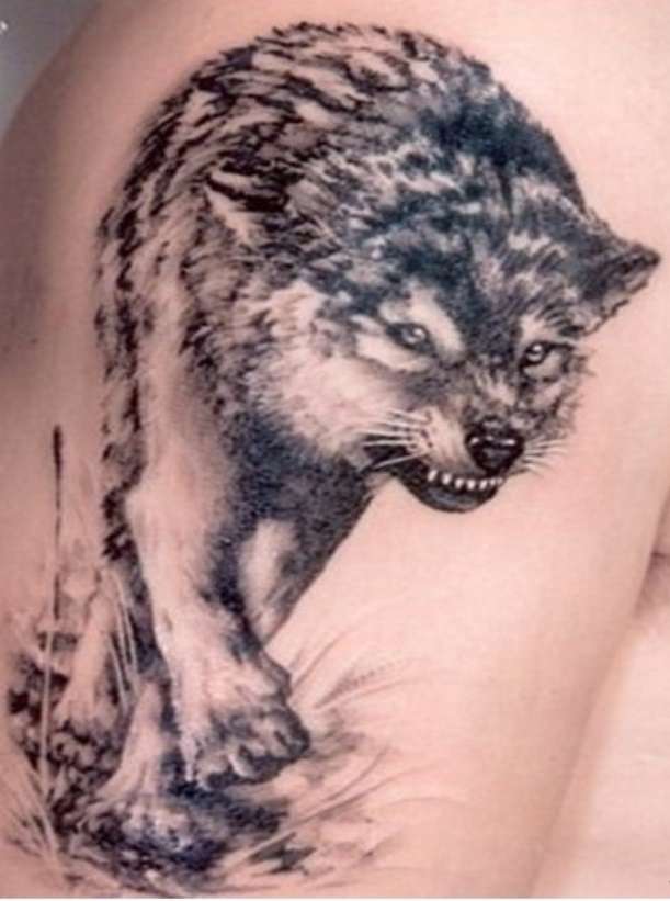 Tatuaje de lobo gruñendo