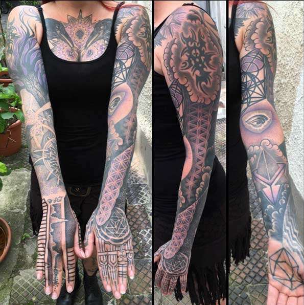 Tatuaje de manga para mujer, ambos brazos
