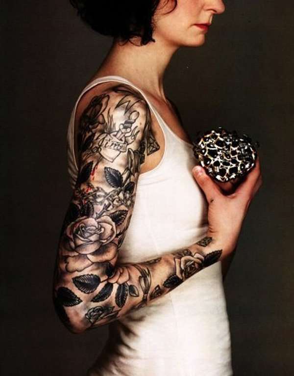 Tatuaje de manga con rosas - para mujer