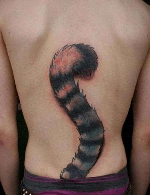 Funny tattoos: raccoon tail