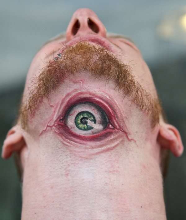 Funny tattoos: eye in the throat