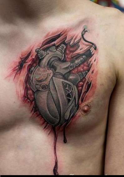 Tatuaje de corazón surrealista