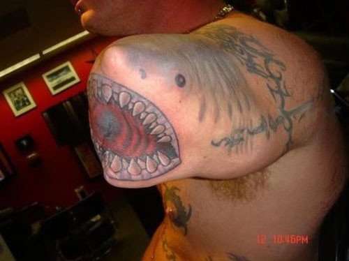 Funny tattoos: shark