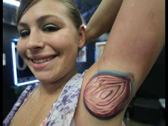 Funny tattoos: onion in the armpit