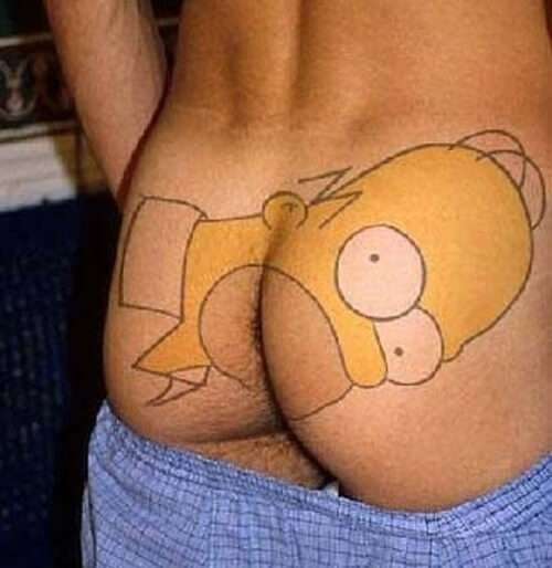 Funny tattoos in the ass: Homer Simpson