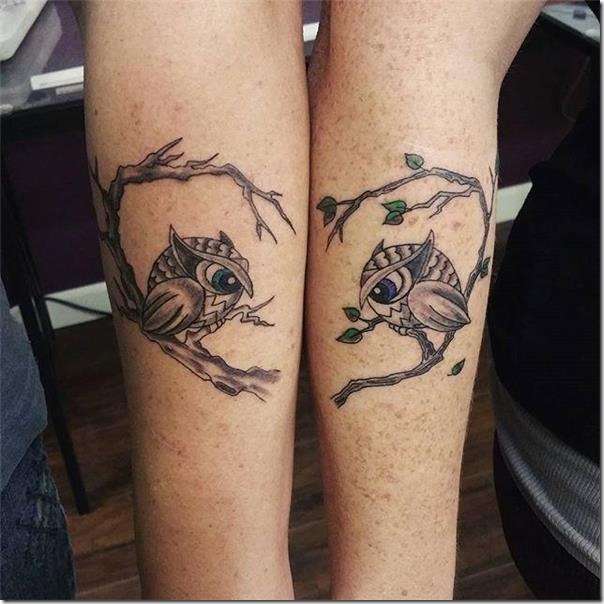 Tatuaje de búho en pareja