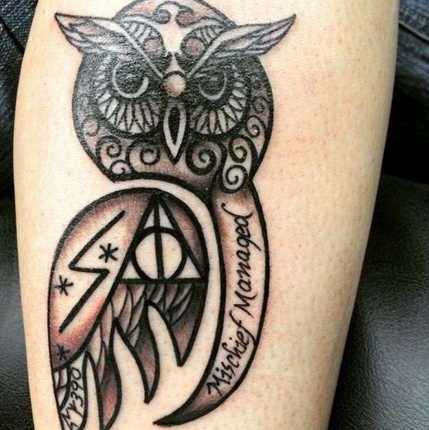 Tatuaje de búho Harry Potter