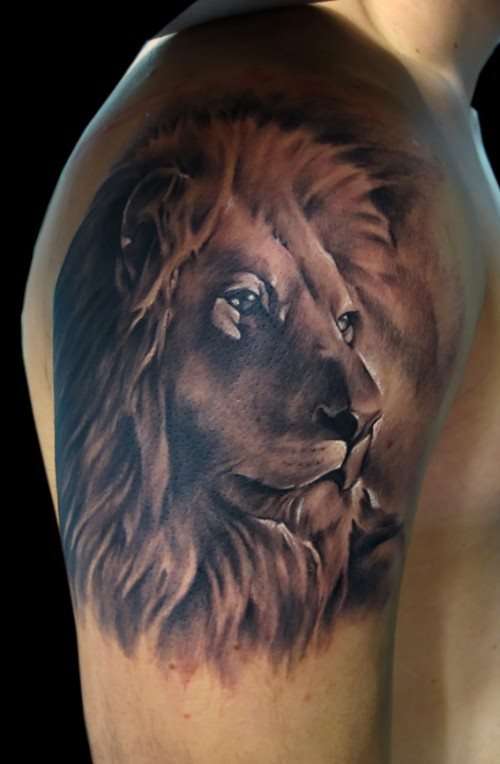 Tatuaje de león en el brazo