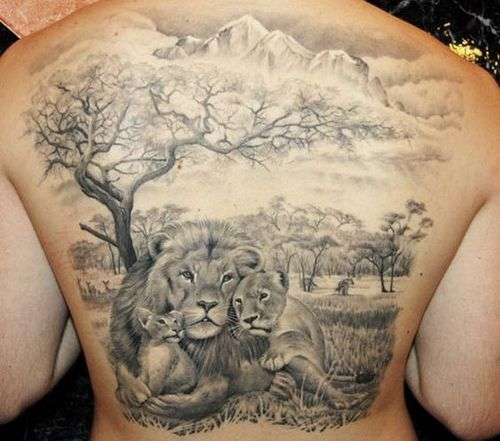 Tatuaje familia de leones