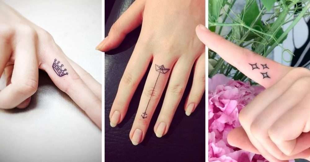 Tatuaje en los dedos: corona, barco, estrellas