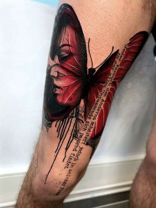 Tatuaje de mariposa Trash Polka