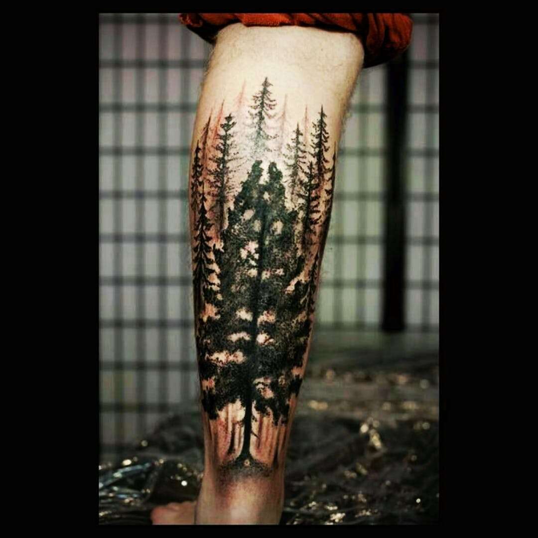 Tatuaje de bosque grande