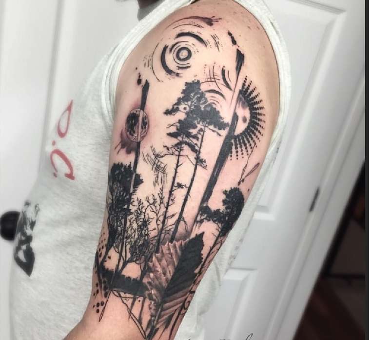 Tatuaje de bosque Trash Polka