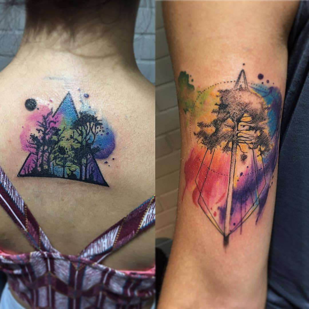 Tatuajes de bosques en colores