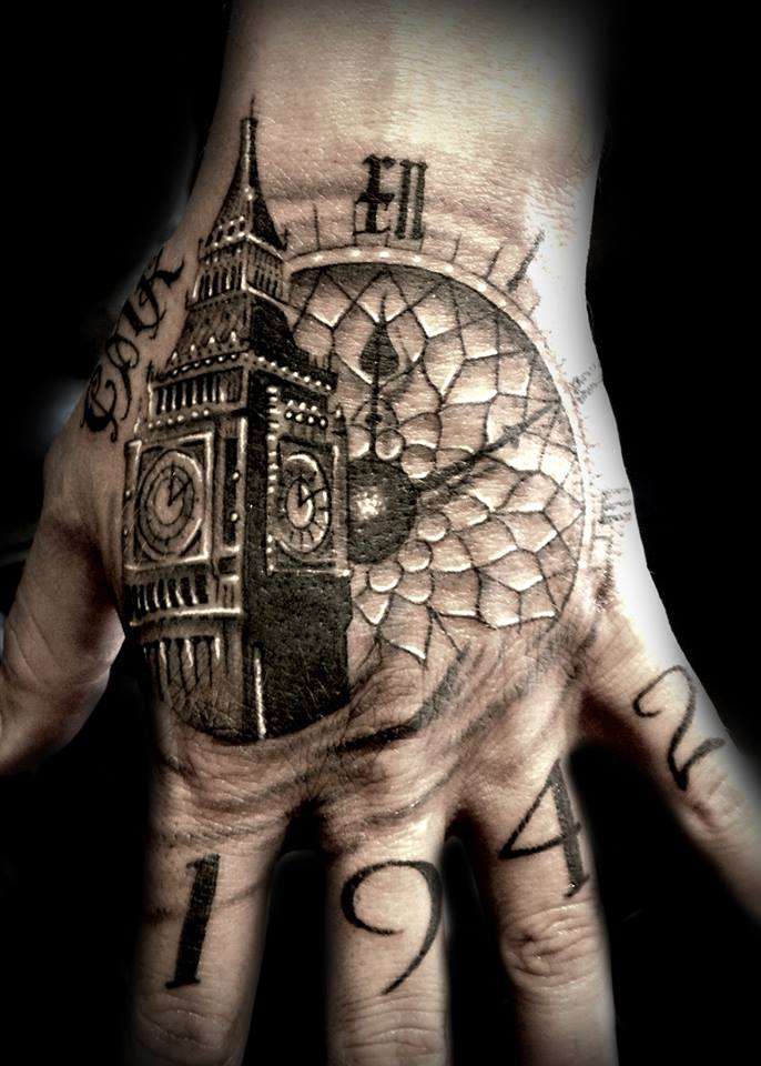 Tatuaje de reloj Big Ben