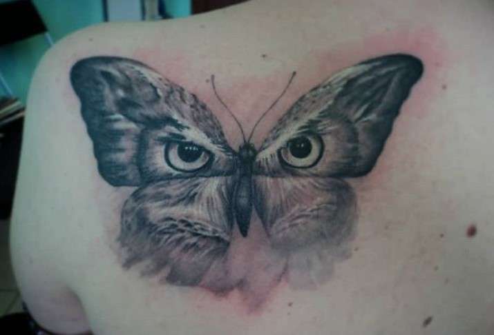 Tatuaje de mariposa búho