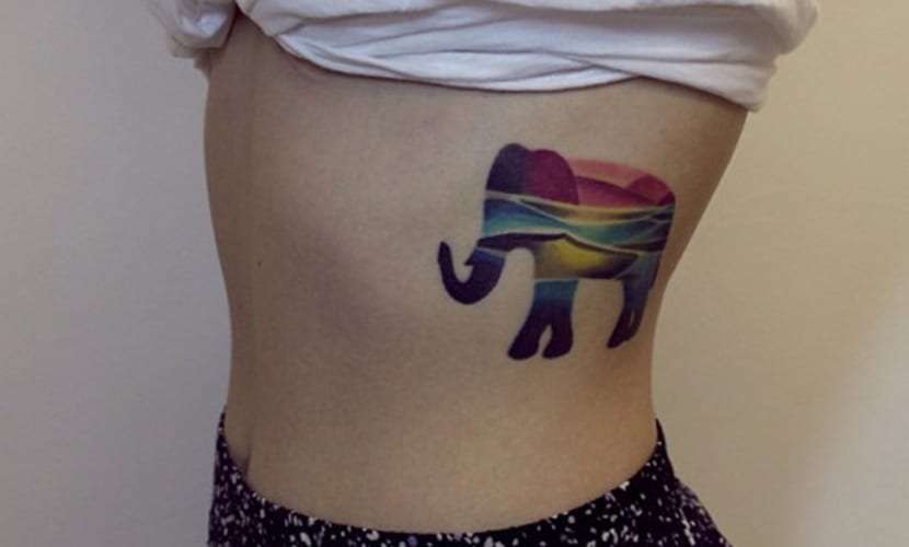 Tatuaje de elefante en colores