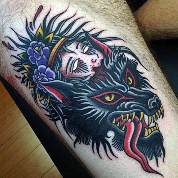 Tatuajes de animales: lobo japonés