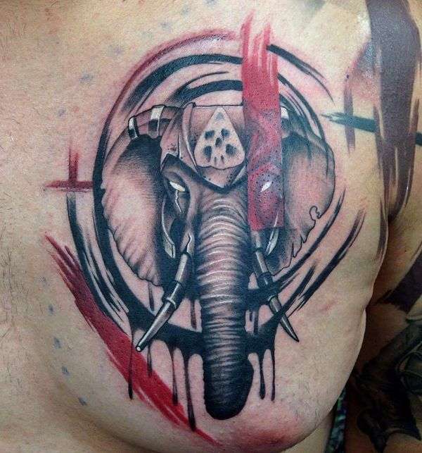 Tatuaje de elefante Trash Polka
