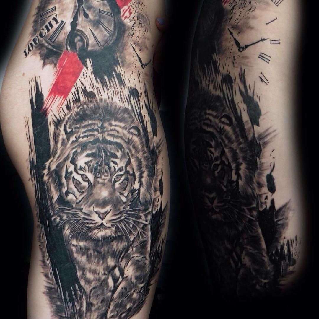 Tatuaje de tigre Trash Polka