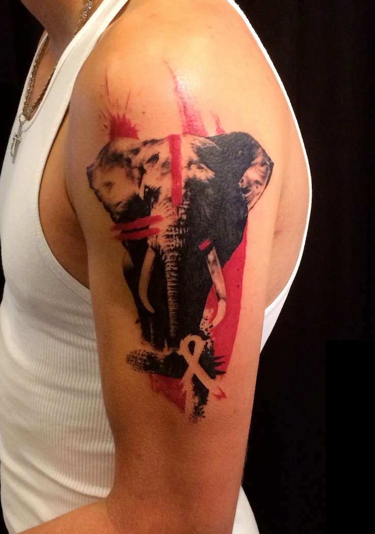 Tatuaje de elefante Trash Polka