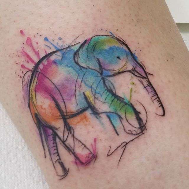 Tatuaje de elefante acuarela