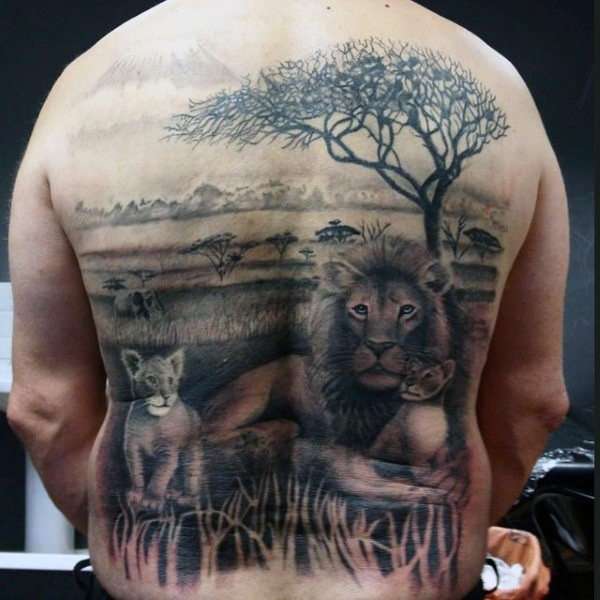 Tatuajes de animales: familia de leones