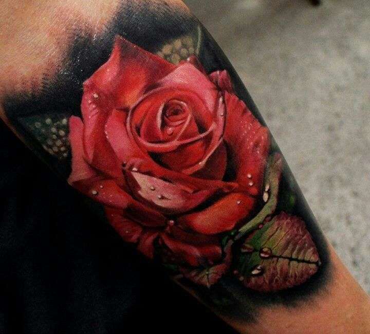 Tatuajes 3D: rosa roja