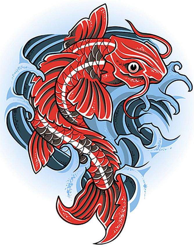 Dibujos de tatuajes: pez koi rojo