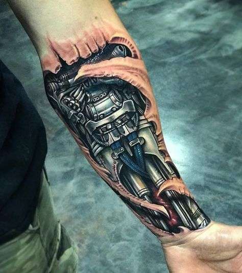 Tatuajes 3D: brazo mecánico